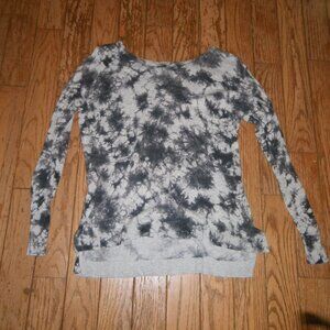 Women's 100% Cotton Scoop Neck Long Sleeved Ink Blot Patterned Top